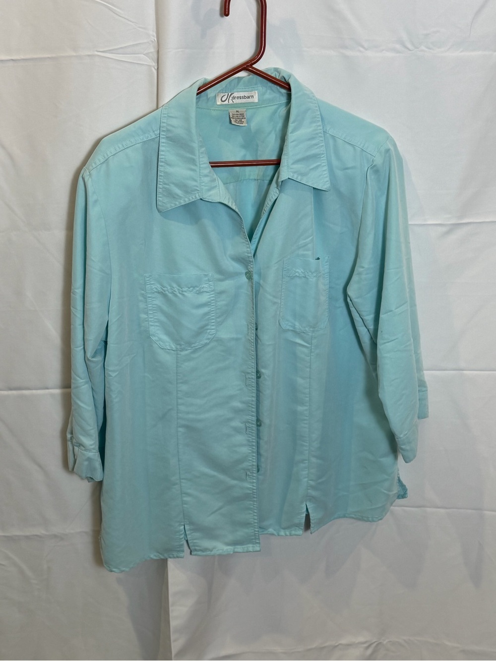 dressbarn Light Aqua Button-Up Collar Shirt